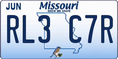 MO license plate RL3C7R