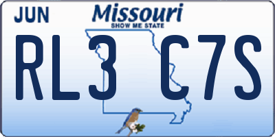 MO license plate RL3C7S