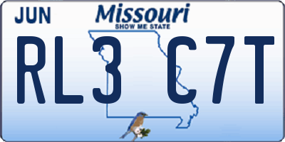 MO license plate RL3C7T