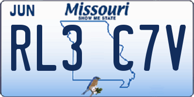 MO license plate RL3C7V