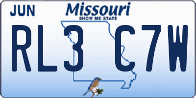 MO license plate RL3C7W