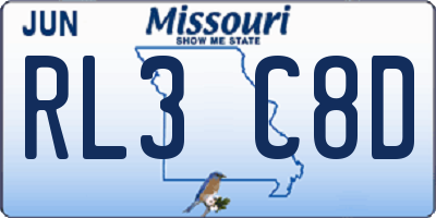 MO license plate RL3C8D
