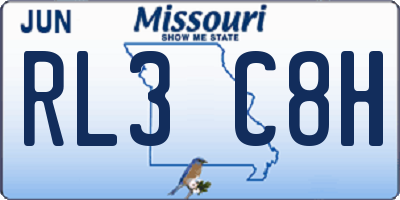 MO license plate RL3C8H