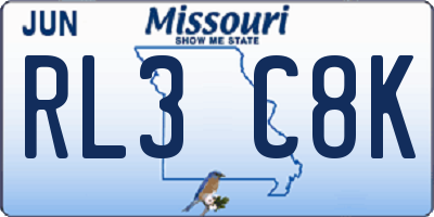 MO license plate RL3C8K