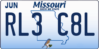MO license plate RL3C8L