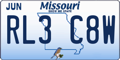 MO license plate RL3C8W