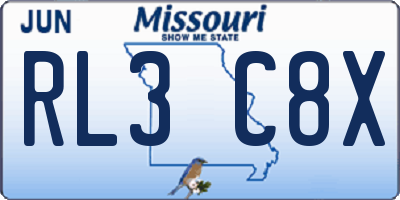 MO license plate RL3C8X