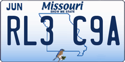 MO license plate RL3C9A