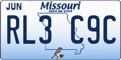 MO license plate RL3C9C