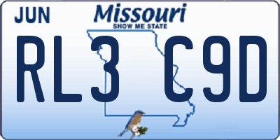MO license plate RL3C9D