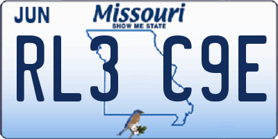 MO license plate RL3C9E