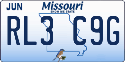 MO license plate RL3C9G