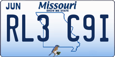 MO license plate RL3C9I
