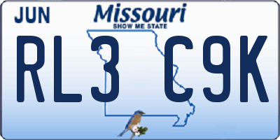 MO license plate RL3C9K