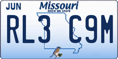 MO license plate RL3C9M