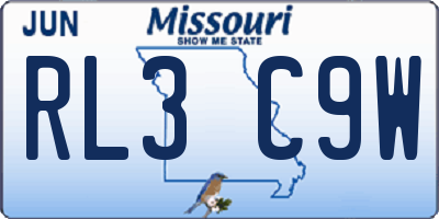 MO license plate RL3C9W