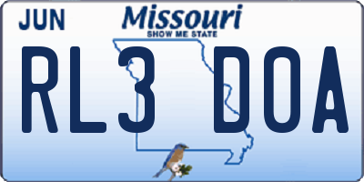 MO license plate RL3D0A