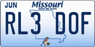 MO license plate RL3D0F