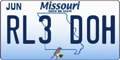 MO license plate RL3D0H