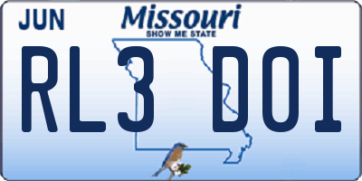 MO license plate RL3D0I