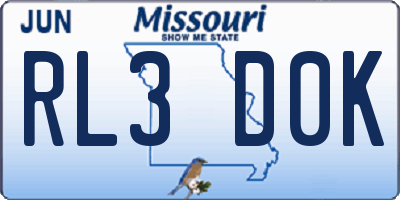 MO license plate RL3D0K