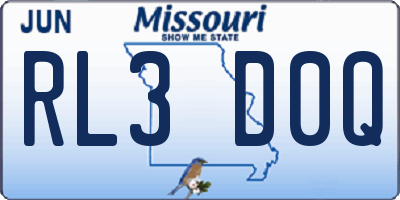 MO license plate RL3D0Q