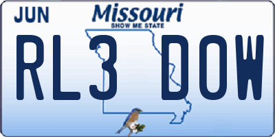 MO license plate RL3D0W