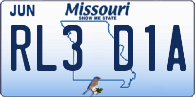MO license plate RL3D1A