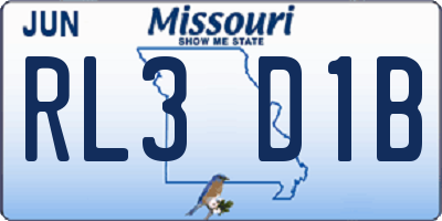 MO license plate RL3D1B