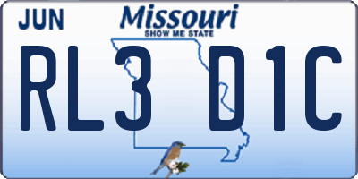 MO license plate RL3D1C