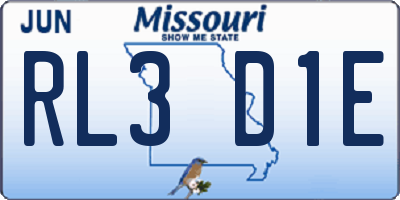MO license plate RL3D1E