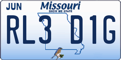 MO license plate RL3D1G