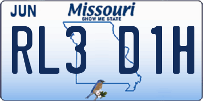 MO license plate RL3D1H