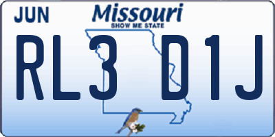 MO license plate RL3D1J