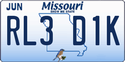 MO license plate RL3D1K