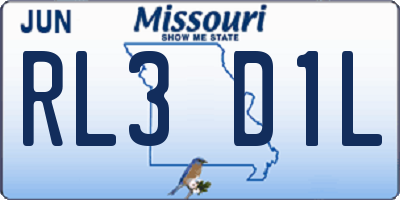 MO license plate RL3D1L