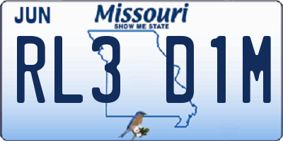 MO license plate RL3D1M