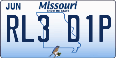 MO license plate RL3D1P