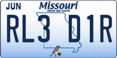 MO license plate RL3D1R