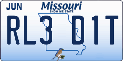MO license plate RL3D1T