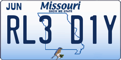 MO license plate RL3D1Y