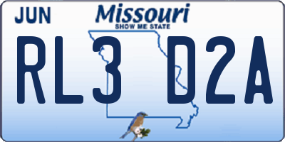 MO license plate RL3D2A