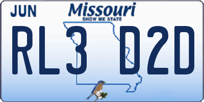 MO license plate RL3D2D