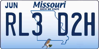 MO license plate RL3D2H