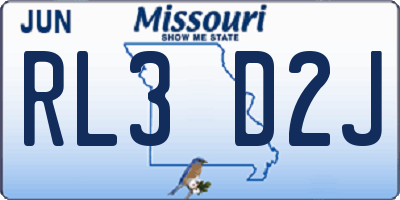 MO license plate RL3D2J