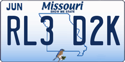 MO license plate RL3D2K