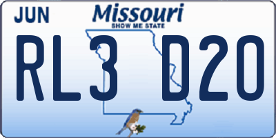 MO license plate RL3D2O