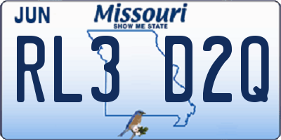 MO license plate RL3D2Q