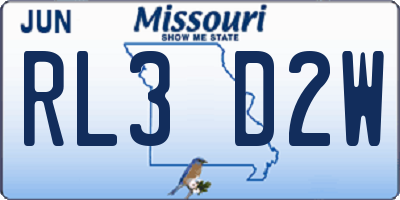MO license plate RL3D2W
