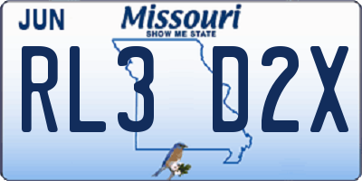 MO license plate RL3D2X